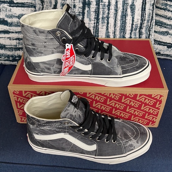 Vans Sk8-Hi Tapered Denim Destroy Black Marshmallow MENS - Picture 2 of 16